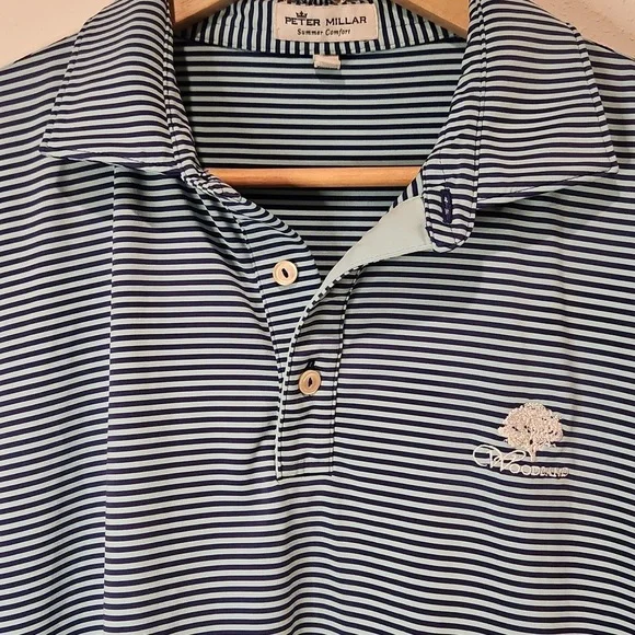 Peter Millar Blue Striped Woodland Golf Men's Shirt Sz. L - Picture 4 of 5
